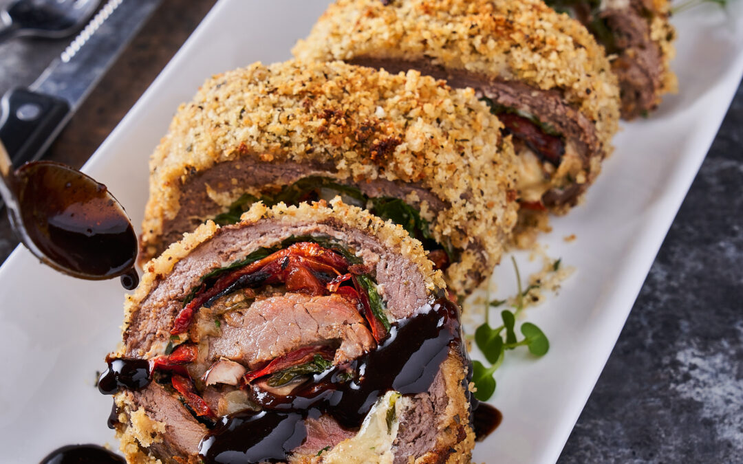 Tuscan Style Horseradish Crusted Beef Roulade